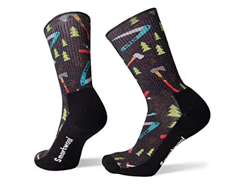 Smartwool Mens Hike Light Sharp Things Print Crew XLarge BLACK
