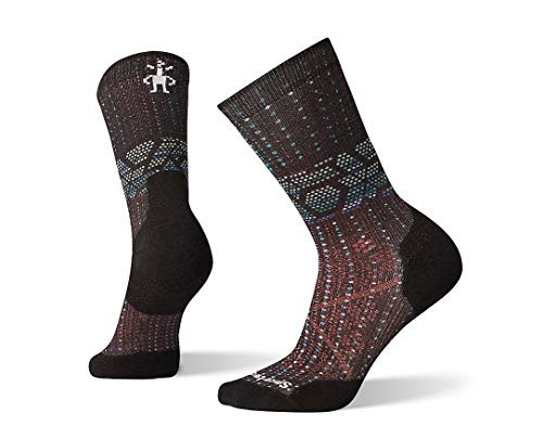 Smartwool Womens PhD Run Light Elite Print Crew Large BLACK