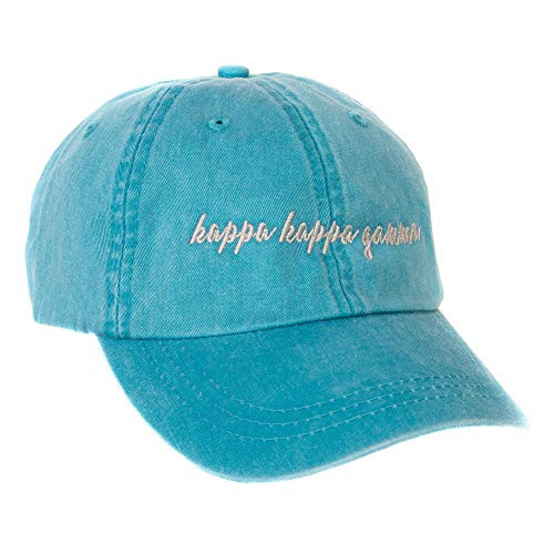 Kappa Kappa Gamma N Sorority Baseball Hat Cap Cursive Name Font KKG Bright Blue  N