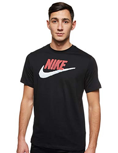 Nike Sportswear Mens TShirt Crew Neck Shirts for Men with Swoosh BlackUniversity RedWhite XL
