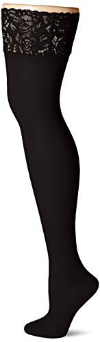 Hanes Womens Plus Size Curves Sheer Lace Thigh High black 1X2X