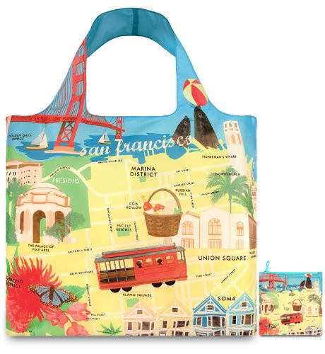 LOQI Urban San Francisco Reusable Shopping Bag, Multicolored