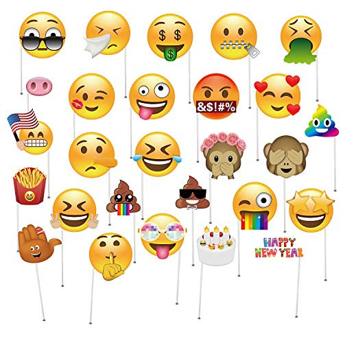 Oululu Emoji Photo Booth Props - Emoji Faces Kits for Reunions Party (27 Pieces, Big Size)