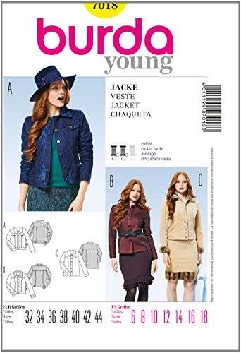 Burda Coats & Jackets Sewing Pattern 7018 - Jacket Sizes: 6-18