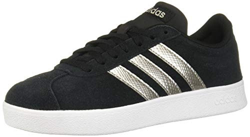 adidas Womens VL Court 20 Sneaker BlackPlatinum MetallicWhite 95 M US