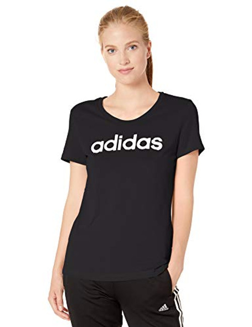 adidas Womens Brush Effect Logo Graphic Tee BlackWhite Large adidas Womens Brush Effect Logo Graphic Tee BlackWhite Large