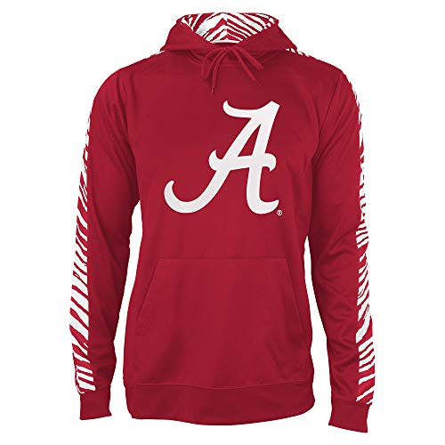 NCAA Alabama Crimson Tide Mens Solid Zebra Hoodie MaroonWhite XLarge