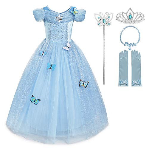 DOCHEER New Dresses Princess Fancy Dress for Little Girls Costume Cosplay Blue