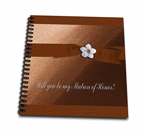 3dRose Matron of Honor Request, Autumn Orange Ribbon with Flower on Peach - Memory Book, 12 by 12-Inch (db_43427_2)