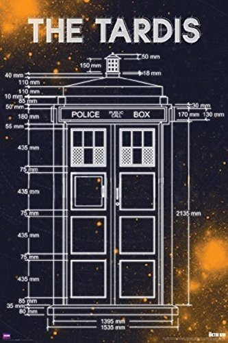 Buyartforless Doctor Who - Tardis Blueprint Measurements 36x24 Art Print Poster Television Wall Decor Police Call Box BBC Science Fiction