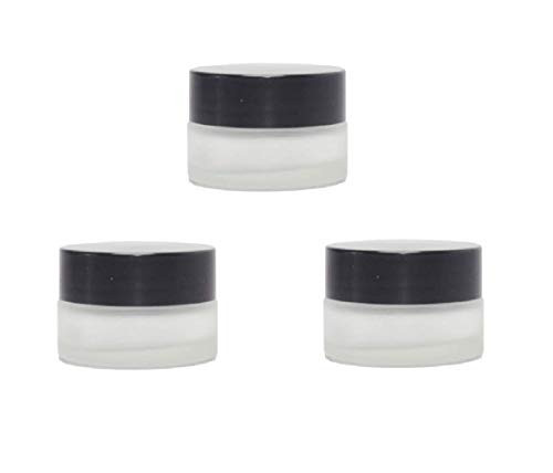 3PCS 30ml1oz Empty Refillable Frosted Glass Bottle Portable Cosmetic Packaging Container Jars Vial Storage with Black Screw Lid and Inner Pad For Cream Lip Balm Ointments Sample Eye Cream