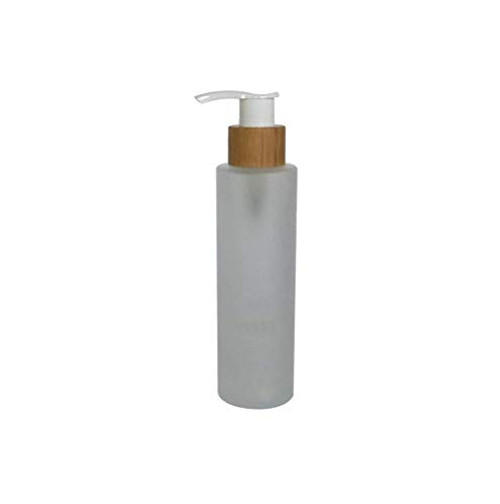1PC 120ml4oz Empty Refillable Frosted Glass Pump Press Bottle Makeup Cosmetic Container Packing Jar Vial Holder Pot with Bamboo Pump Head for Lotion Emulsion Essence Shampoo Shower Gel Toiletries
