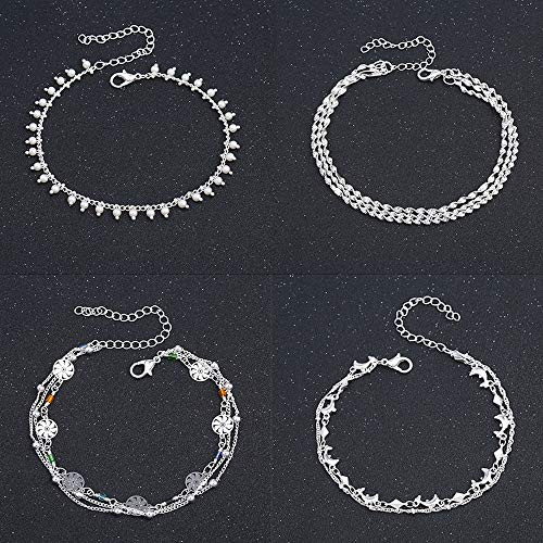Ceqiny 4pcs Ankle Bracelets Set Pearl Dolphin Fan Anklet Bracelets for Women Double Layered Cute Beads Chain Women Dainty Anklet Boho Layered Beach Adjustable Chain Anklet Foot Jewelry Gift Silver Ceqiny 4pcs Ankle Bracelets Set Pearl Dolphin Fan Anklet Bracelets for Women Double Layered Cute Beads Chain Women Dainty Anklet Boho Layered Beach Adjustable Chain Anklet Foot Jewelry Gift Silver