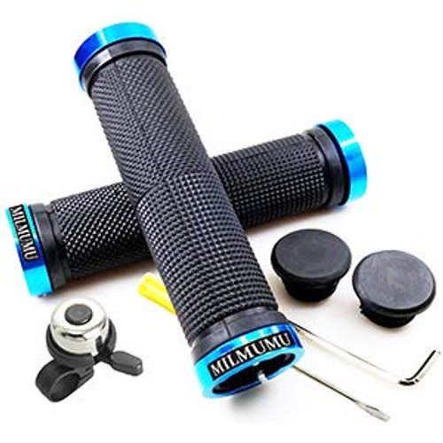 Bike Handlebar Grips NonSlipRubber Bicycle Handle Grip with Aluminum Lock Bike Grip for Scooter Cruiser Tricycle Wheel Chair Mountain Road Urban Foldable Bike MTB BMX