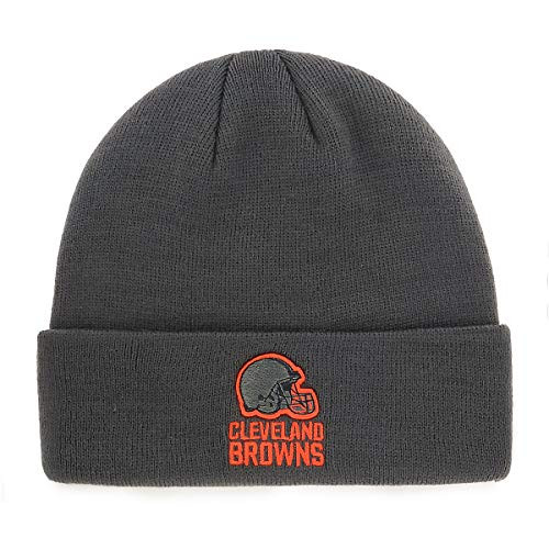 OTS NFL Cleveland Browns Mens Raised Cuff Knit Cap Charcoal One Size