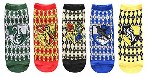 Harry Potter House Crests Argyle JuniorsWomens 5 Pack Ankle Socks