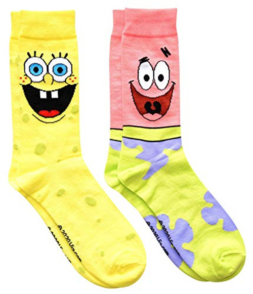 Hyp Spongebob Squarepants and Patrick Mens Crew Socks 2 Pair Pack Hyp Spongebob Squarepants and Patrick Mens Crew Socks 2 Pair Pack