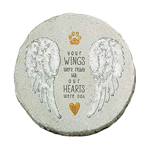 Grasslands Road Your Wings were Ready Paw Print with Wings Stepping Stone Pet Remembrance Plaque