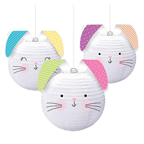 amscan Multicolored Bunny Shaped Paper Lanterns 3 Ct  Easter Decoration