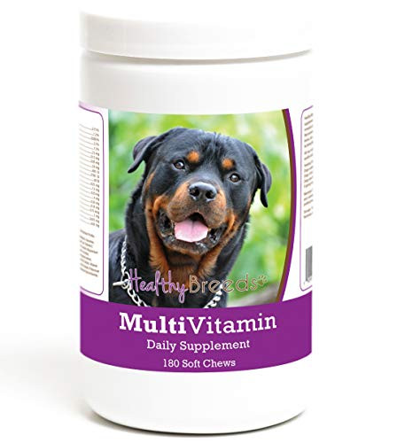 Healthy Breeds MultiVitamin Daily Supplement Soft Chews for Rottweiler  Over 200 Breeds  Veterinarian Formulated  Recommended Dietary Support  180 Chews