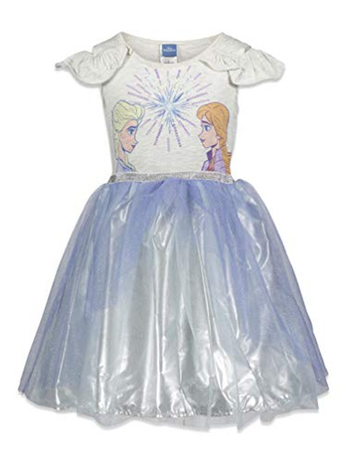 Disney Frozen Queen Elsa Princess Anna Little Girls Costume Short Sleeve Dress 66X WhitePurple