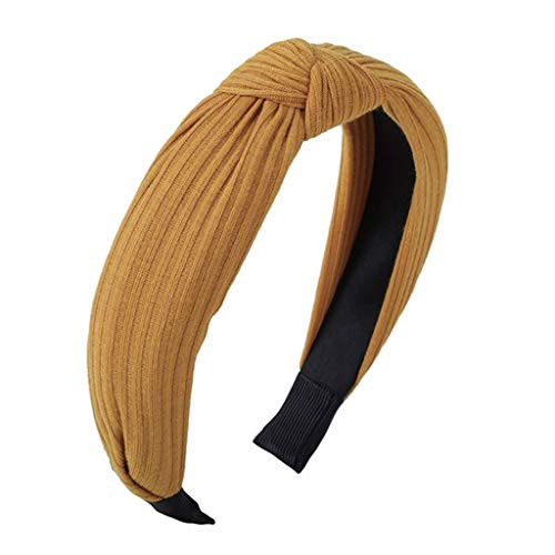 MHDGG 1 Pieces Wide Headbands for Women Knot Turban Headband Hair Band Elastic Hair Hoops Hair Accessories for Women and GirlsYellow
