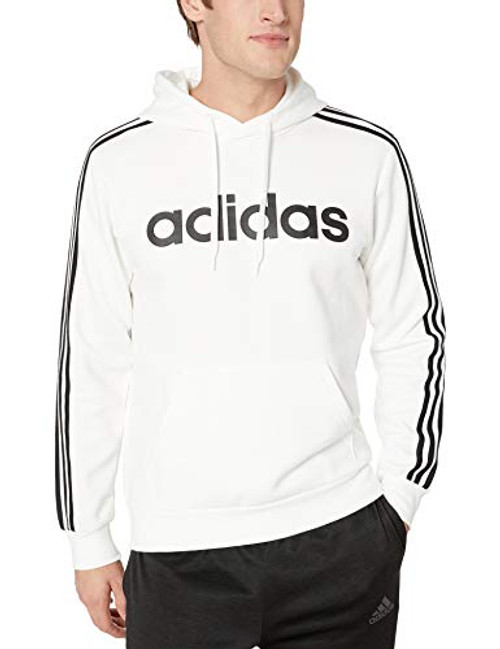 adidas Essentials Mens 3Stripes Pullover Hoodie White Large