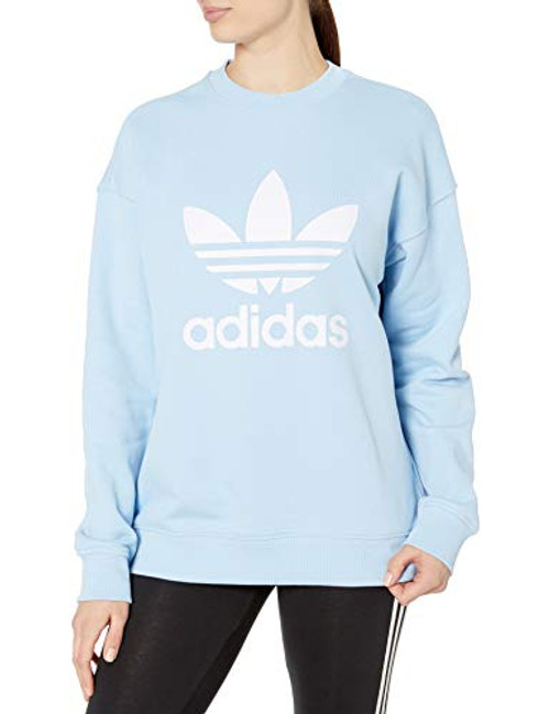 adidas Originals womens Trefoil Crew Sweatshirt Clear SkyWhite Small US