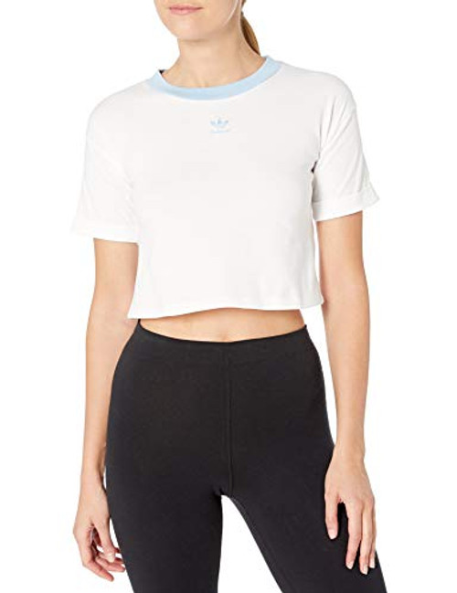 adidas Originals Womens Crop Top WhiteClear Sky XLarge adidas Originals Womens Crop Top WhiteClear Sky XLarge