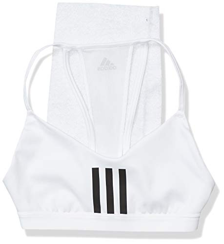 adidas womens All Me 3Stripes Mesh AEROREADY Designed 4 Training Fitness Gym Training Pilates Yoga Compression Light Support Workout Bra WhiteBlack Medium