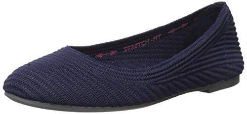 Skechers Womens CaseyEngineered Textured Knit Skimmer Ballet Flat Navy 8 M US