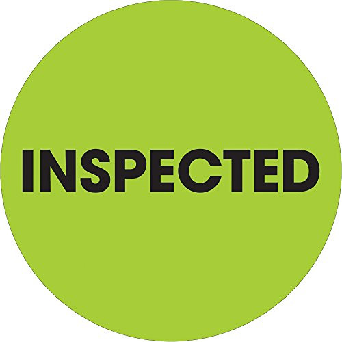 Inspected LabelsStickers 2 Circle Fluorescent Green 500 Labels Per Roll 1 Roll