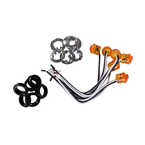 Blazer C534AK6 LED Amber 3/4" Round Clearance and Side Marker Light with Chrome Flange and Rubber Grommet, 6 Pack