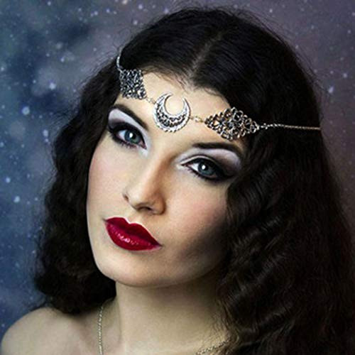 LittleB Boho Head Chain Vintage Hair Chain Gypsy Crescent Moon Headpiece Carved Hair Accessories for Women and Girls LittleB Boho Head Chain Vintage Hair Chain Gypsy Crescent Moon Headpiece Carved Hair Accessories for Women and Girls