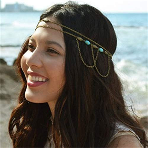 LittleB Boho Head Chain Vintage Hair Chain Gypsy Turquoise Headband Carved Hair Accessories for Women and Girls Silver LittleB Boho Head Chain Vintage Hair Chain Gypsy Turquoise Headband Carved Hair Accessories for Women and Girls Silver