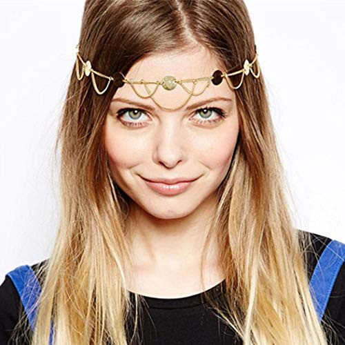 LittleB Boho Head Chain Vintage Gold Coin Hair Chain Gypsy Headpiece Sequins Hair Jewelry for Women and Girls LittleB Boho Head Chain Vintage Gold Coin Hair Chain Gypsy Headpiece Sequins Hair Jewelry for Women and Girls