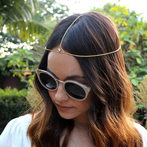 Bmadge Boho Crystal Head Chain Jewelry Gold Geometric Headpieces Layering Hair Accessory for Women and Girls Gold Bmadge Boho Crystal Head Chain Jewelry Gold Geometric Headpieces Layering Hair Accessory for Women and Girls Gold