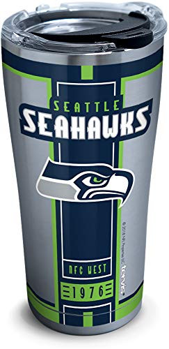 Tervis 1317665 NFL Seattle Seahawks Blitz Stainless Steel Insulated Tumbler with Clear and Black Hammer Lid 20 oz Silver