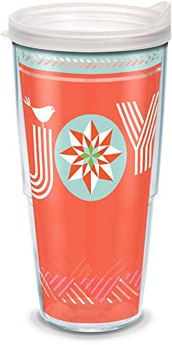 Tervis Christmas Joy Insulated Tumbler with Wrap and Frosted Travel Lid 24 oz Clear