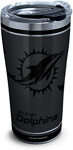 Tervis NFL Miami Dolphins Blackout Stainless Steel Insulated Tumbler with Clear and Black Hammer Lid 20oz Silver