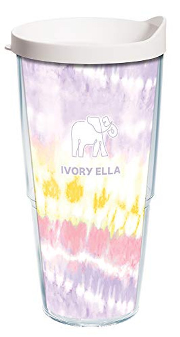 Tervis 1355527 Ivory Ella Tie Dye Insulated Tumbler with Wrap and White Lid 24oz Clear Tervis 1355527 Ivory Ella Tie Dye Insulated Tumbler with Wrap and White Lid 24oz Clear