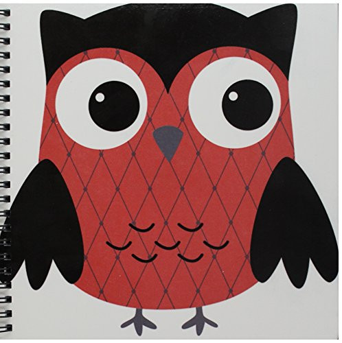 3dRose db610281 Cute Ruby Red Diamond Patterned Owl Drawing Book 8 by 8Inch