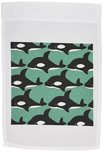 3dRose fl586041 Cute Orca Whales on The Waves Print Garden Flag 12 by 18Inch