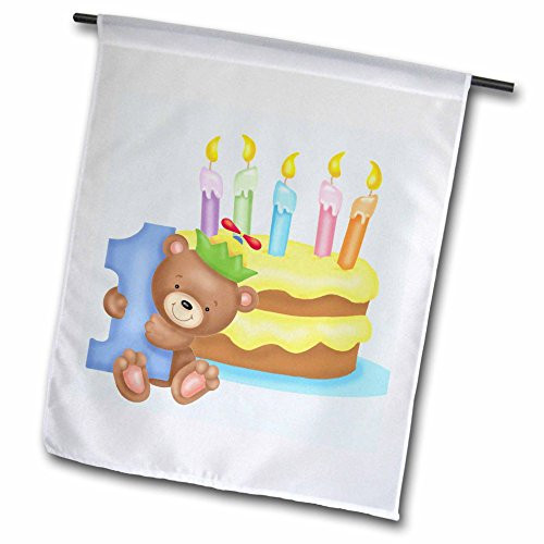 3dRose fl1655281 One Year Birthday Bear Cake and Candles Garden Flag 12 by 18Inch 3dRose fl1655281 One Year Birthday Bear Cake and Candles Garden Flag 12 by 18Inch