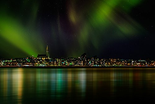 Posterazzi MINPPI155128L Aurora Borealis or Northern Lights Skyline Reykjavik Iceland Poster Print, 8 x 10 Posterazzi MINPPI155128L Aurora Borealis or Northern Lights Skyline Reykjavik Iceland Poster Print, 8 x 10