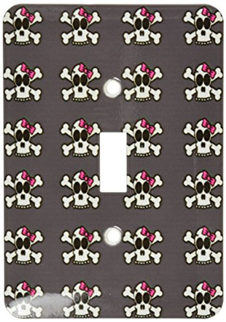 3dRose lsp63561 Cute Skull And Crossbones Girl Print Single Toggle Switch Multicolored