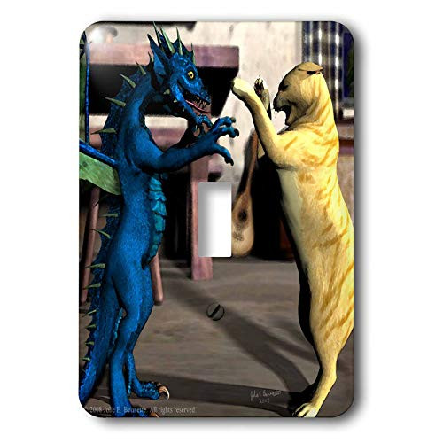 3dRose lsp231671 We Play Fantasy Dragon Cat Cute 3D Single Toggle Switch
