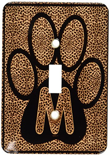 3dRose lsp259461 Letter M Standard Cheetah Print Cat Paw Single Toggle Switch