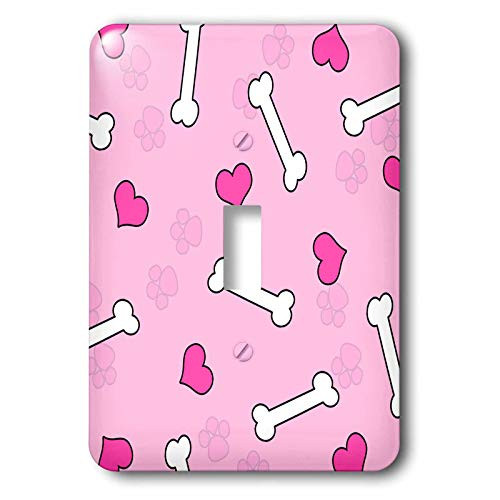 3dRose lsp409501 Cute Pink Dog Bone Print Single Toggle Switch