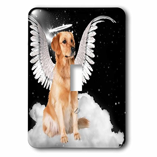 3dRose lsp628941Golden Retriever Dog Sitting On A Cloud With A Cute Halo And Angel Wings Single Toggle Switch